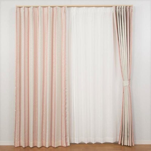 遮光 カーテン 約幅150cmx長さ178cmx1枚 ローズ 3級遮光 花柄ストライプ 洗える 裏地付き 形状記憶 遮光カーテン