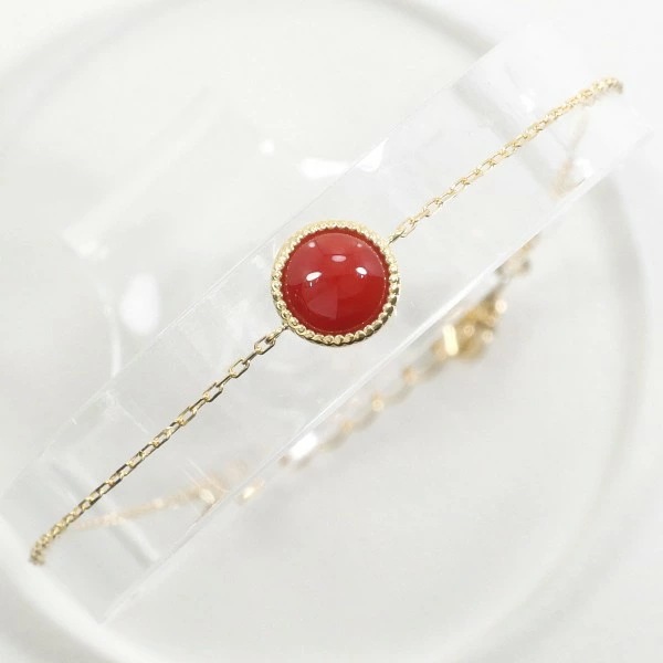 K18 18金 YG イエローゴールド ブレスレット サンゴ 約19.5cm ジュエリー 中古