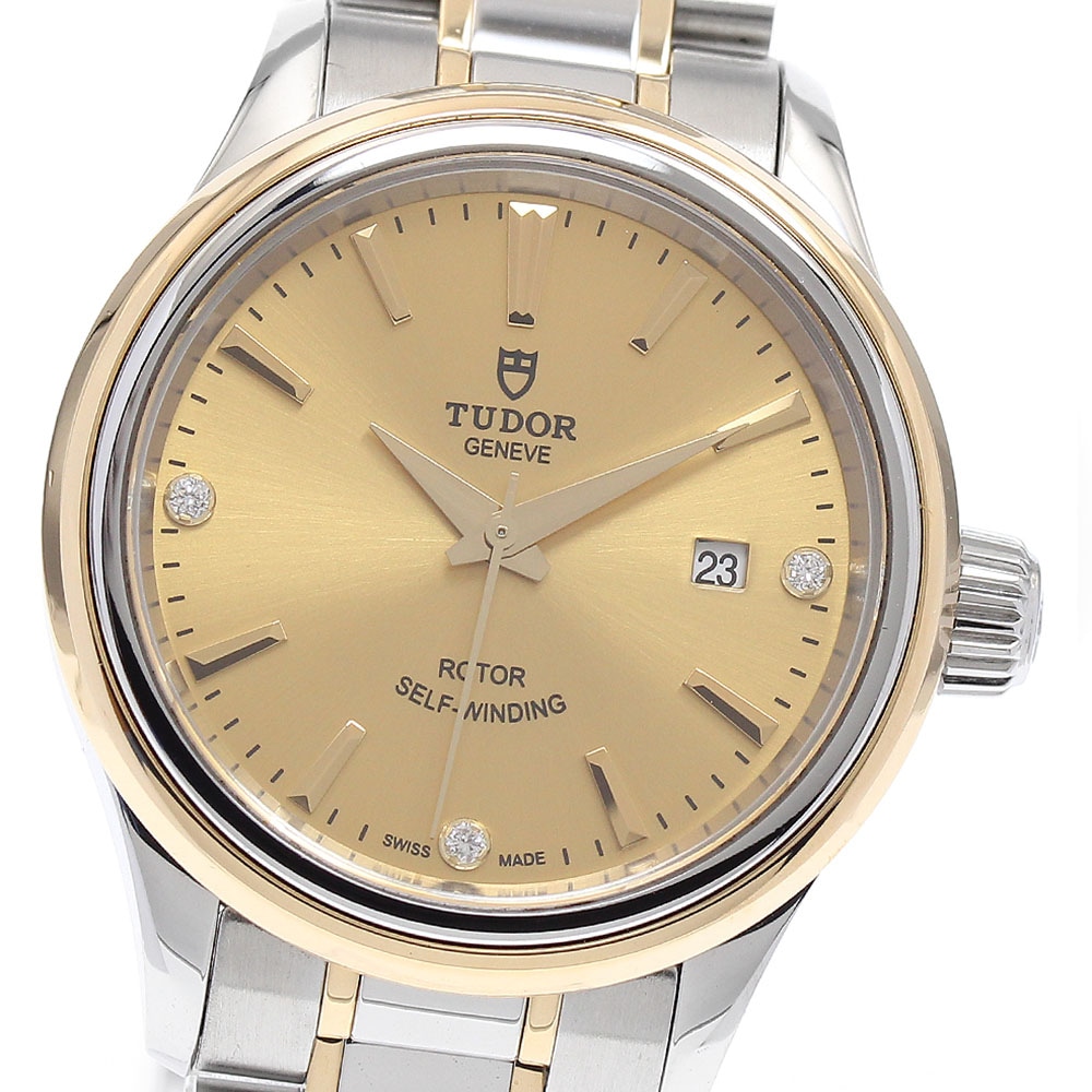 チュードル TUDOR 12103 スタイル 3Pダイヤ YGコンビ 自動巻き レディース 良品 保証書付き_934239【中古】