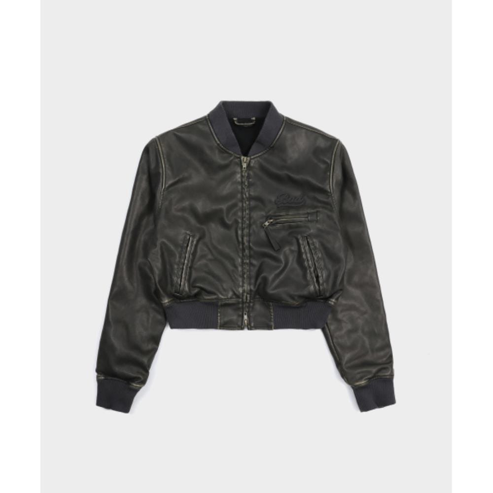 BADBLOOD Leather ma1 jacket washed black w-jkt25-002