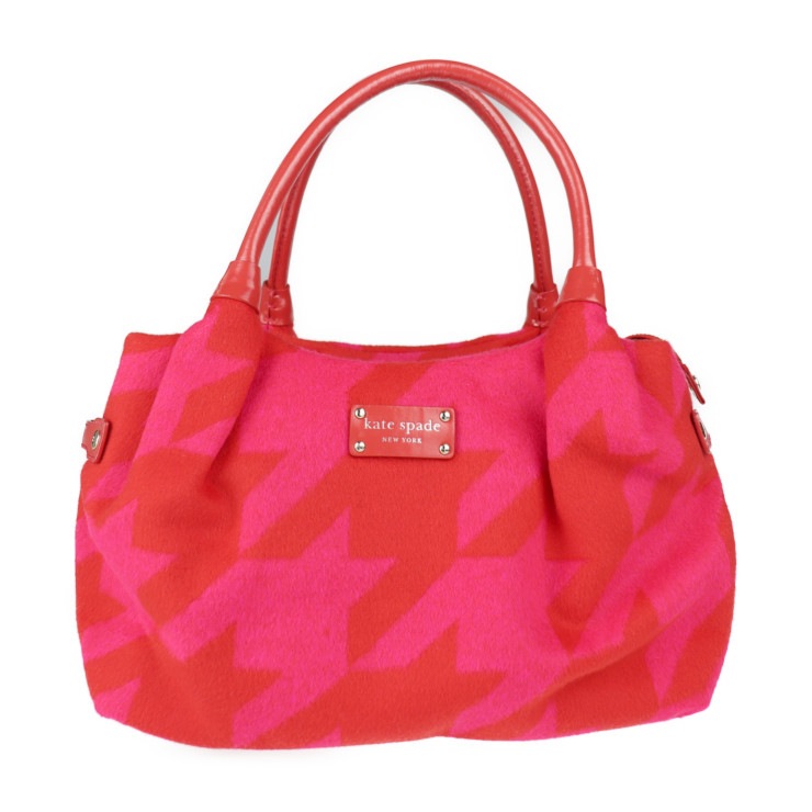 超美品 Kate Spade ケイトスペード ハンドバッグ WKRU1353 HEARTHSTONE HOUNDSTOUTH STEVIE ハースストーン ハウンドストゥース スティーヴィー フェルト