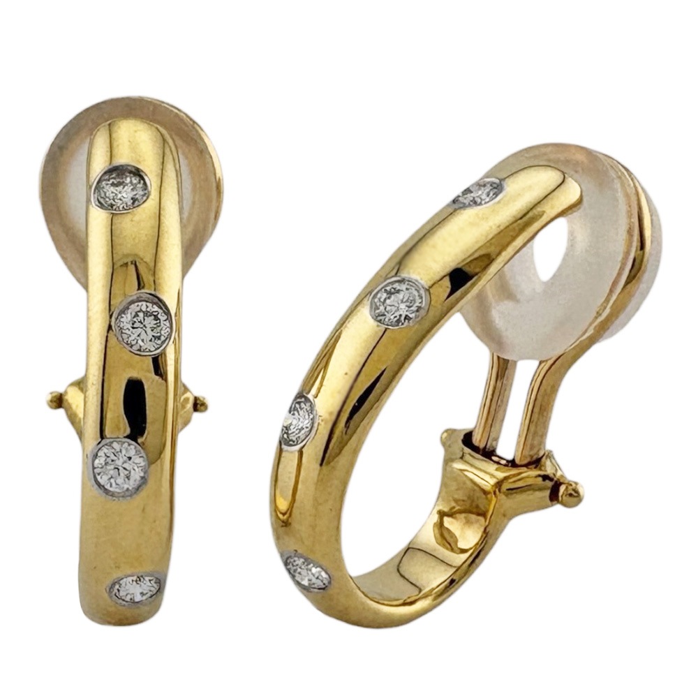 ティファニー ドッツ イヤリング 18金 K18イエローゴールド ダイヤモンド TIFFANY&Co. 中古 美品