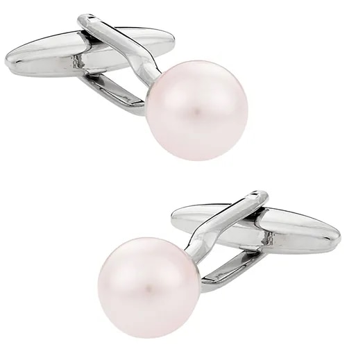 カフスボタン カフス ピンク スワロフスキー パール カフリンクス メンズアクセサリー