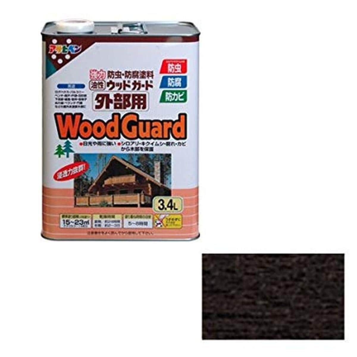 アサヒペン ウッドガード外部用 3.4L ブラック 04