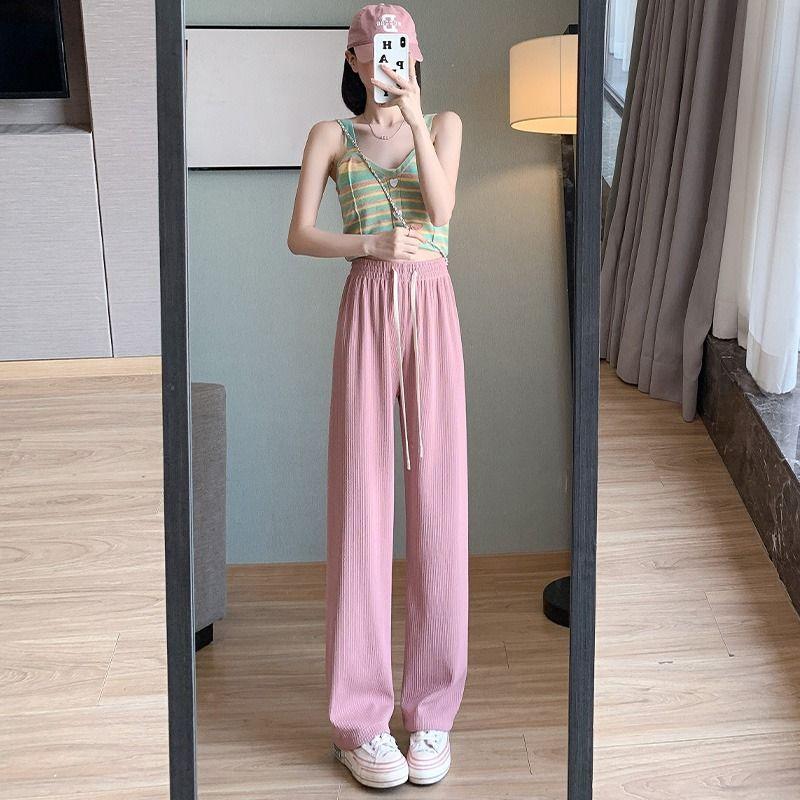 【超お得1つ買うと10個もらえる】急速出荷30% OFF接触冷感 ワイドパンツ ストレートパンツ 春 夏 秋 レディース カジュアル パンツ シンプル ゆったり ハイウエスト カジュアル おしゃれ 韓