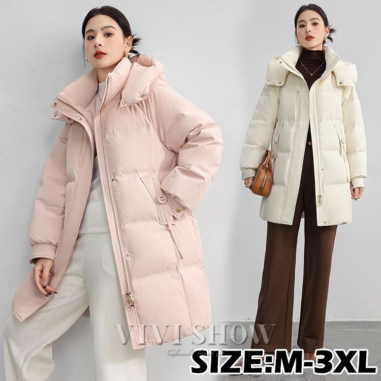 ダウンコート レディース ダウンジャケット 中綿コート ゆったり 軽い 秋冬 厚手 アウター ダウン風コート フード付き 防寒 暖かい 大きいサイズ