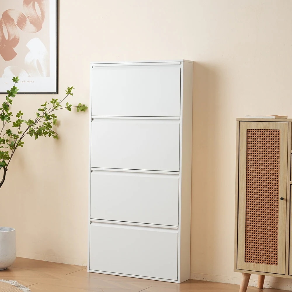 【国内即日発送】4段 シューズラック スリム 靴箱 シューズボックス 下駄箱 省 スペース 超薄型 シューズラック くつ箱 靴入れ 収納ラック エントランス 靴収納 靴収納棚 木製下駄箱 一人暮らし