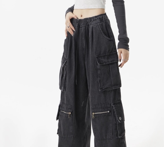 レディース パンツ 部屋着 ワークパンツ カーゴパンツ ストリート ファスナー ポケット ハイウエスト ウエストゴム アメカジ カジュアル おしゃれ かっこいい こなれ感 ラフ メンズライク