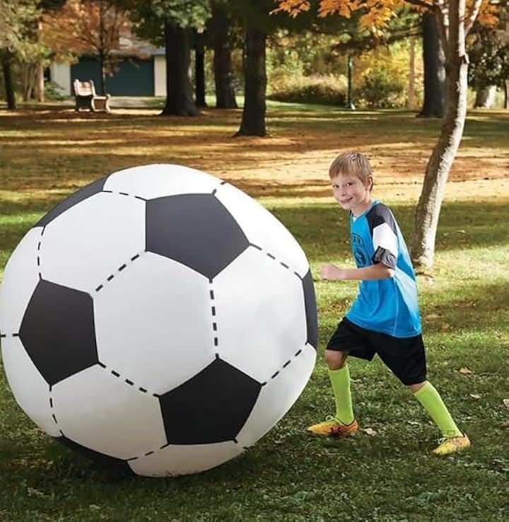 巨大 サッカーボール ビーチボール インフレータブル ジャンボ マリンスポーツ 水遊び( 白, 直径100cm)