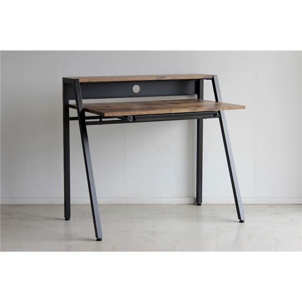 北欧風 パソコンデスク/学習机 ブラウン 幅96cm スチール製脚付き リグナ 組立品 リビング