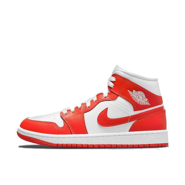 ウィメンズエアジョーダン1ミッドホワイト/オレンジ 25cm NIKE WMNS AIR JORDAN 1 MID WHITE/ORANGE BQ6472-116