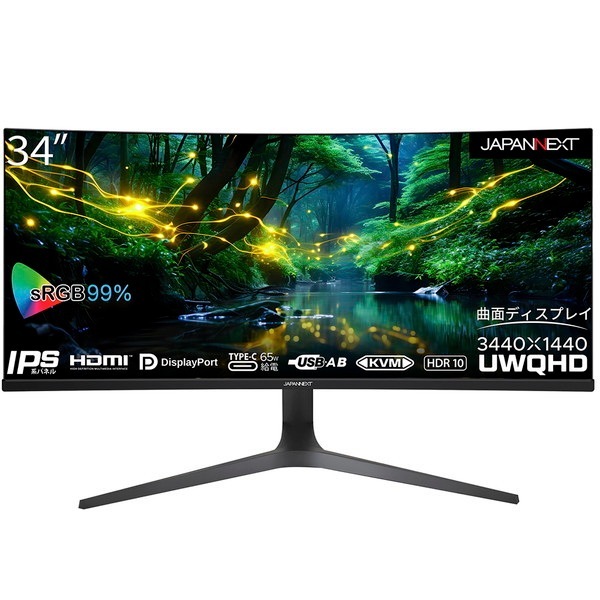 JAPANNEXT JN-IPSC34UWQHDR-C65W-H ブラック [34型 ワイド 湾曲液晶ディスプレイ]
