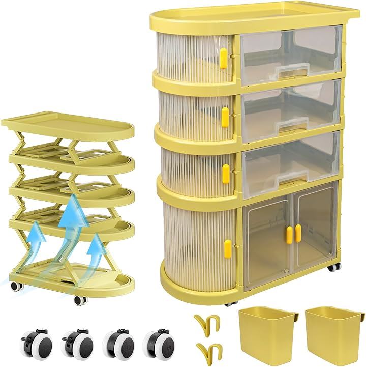 ベビーワゴン 収納カート 収納ワゴン 折りたたみ式 89x62x32cm 5段 耐重10KG キャスター付き 引き出し 整理棚 日本語説明書付き グリーン( グリーン, 5段) 5,191円