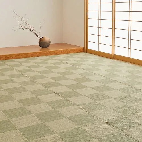 【メーカー直送品】萩原 抗菌加工 洗えるい草風カーペット 倉間 本間4.5帖 GR グリーン
