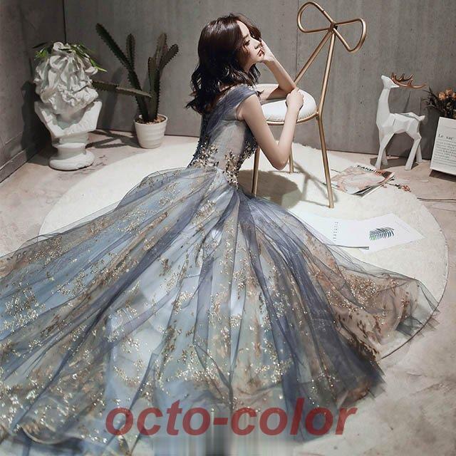 ロングドレス ノースリーブ イブニングドレス スパンコール キラキラ 発表会ドレス 演奏会ドレス キレイめ パーティードレス お呼ばれ 二次会ドレス