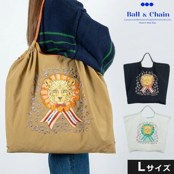 【即納】 Ball＆Chain ボールアンドチェーン 正規品 D.LEOPARD Lサイズ レオパード 豹 ひょう バッグ ショッピングバッグ エコバッグ 刺繍 313112