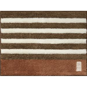 (40個セット) ふわもこ バスマット/お風呂マット (45×60cm ブラウンボーダー) 洗える 防滑加工 (脱衣所 洗面所)