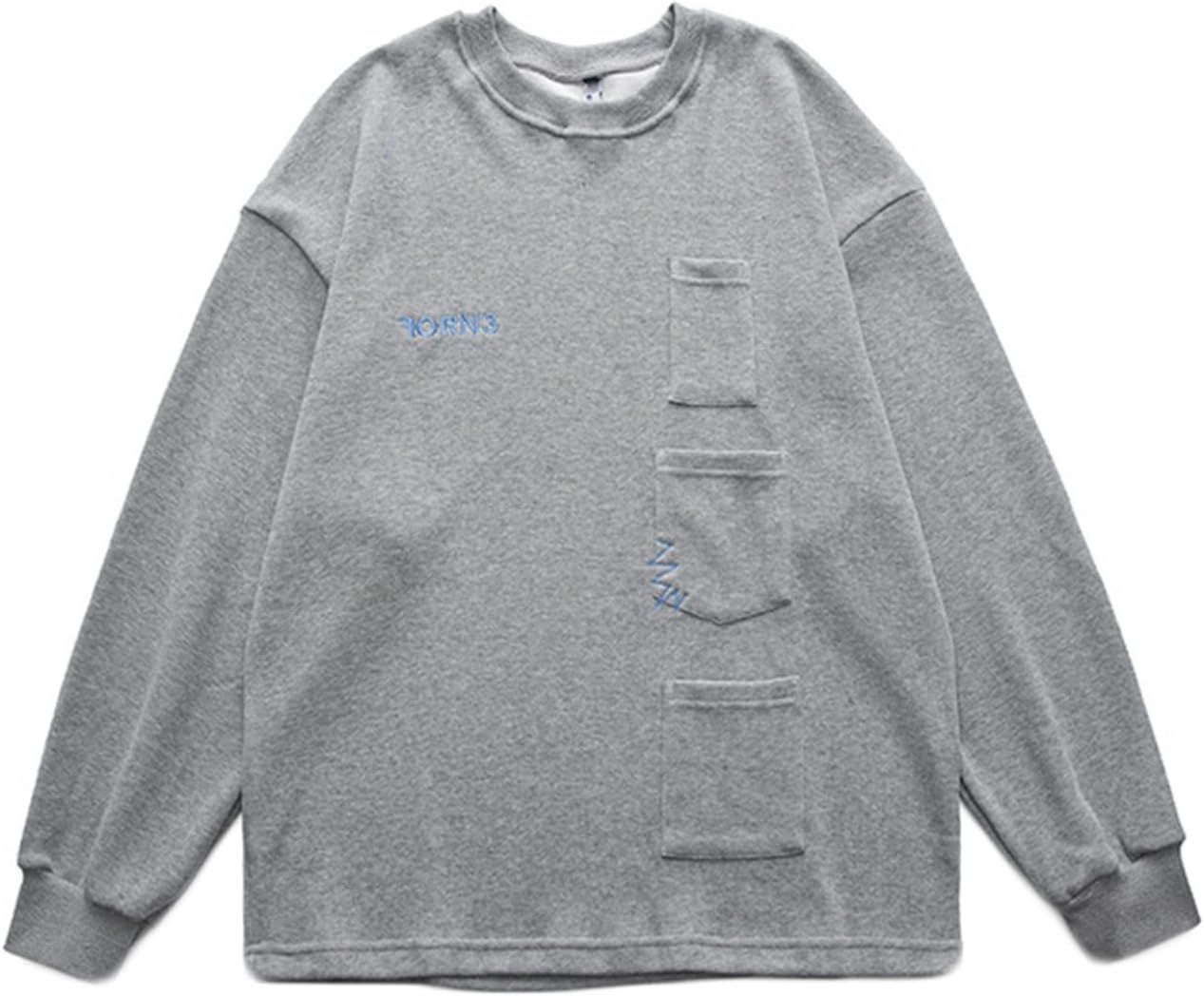 パーカー トレーナー 男性用 クラシック 刺繍 英字柄 ポケット付き 長袖 カジュアル ハンサム 丈長め ビッグシルエット クルーネック 体型パカー 春服 プルオーバー 快適 ソフト オシャレ 通気