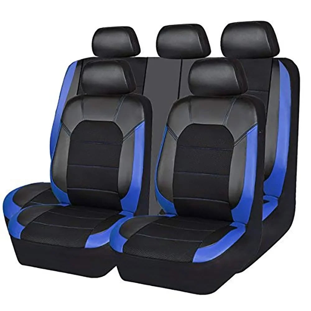 車用ユニバーサル合成皮革シートカバー,車両シートカバー,フロントおよびリアクッション,完全保護,5人用,9個/セット