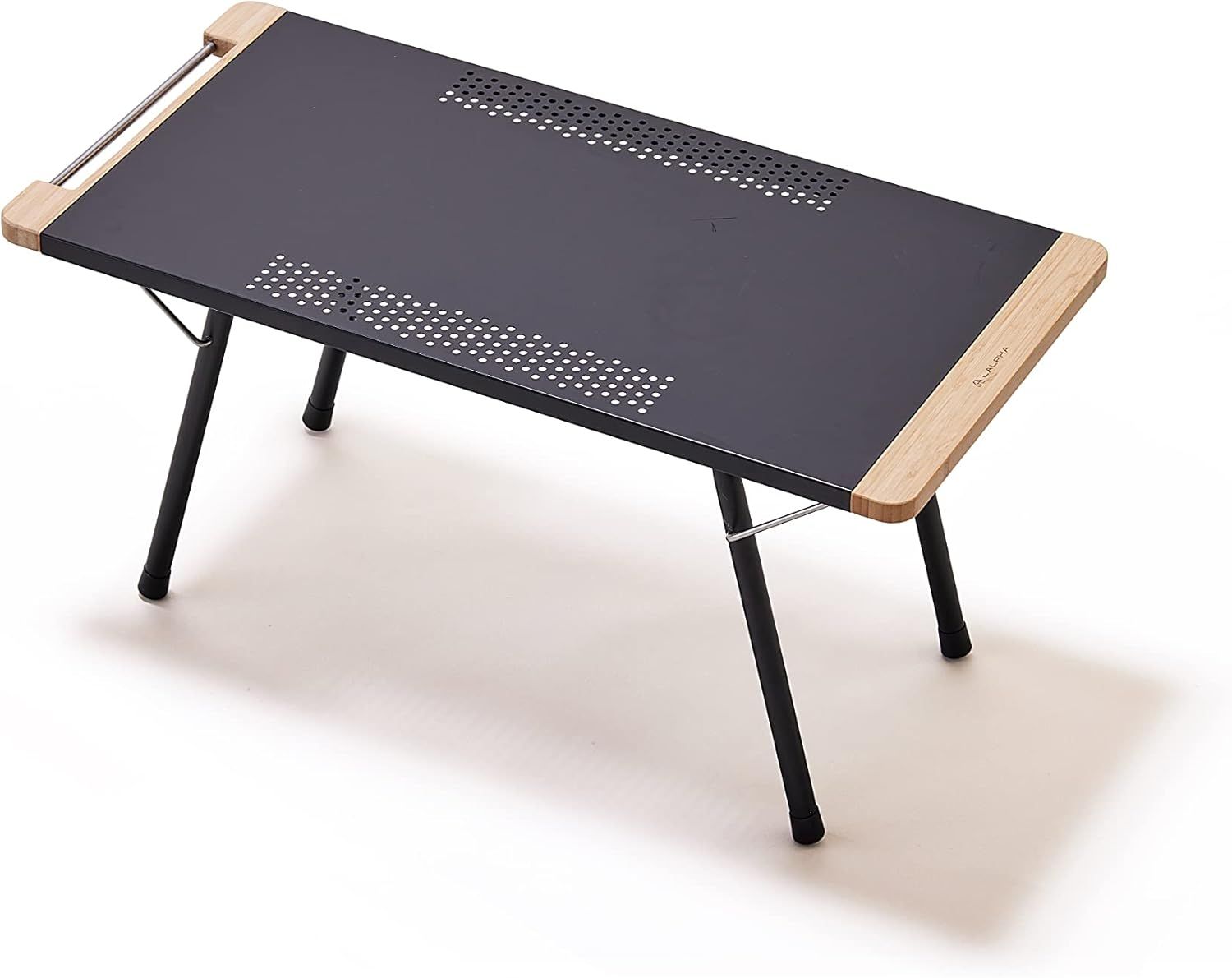 ファイヤーサイドテーブル ロング ブラック 焚き火テーブル 70×34cm 折りたたみ ステンレス 耐熱 簡単設営 収納ケース付き TA-080BK