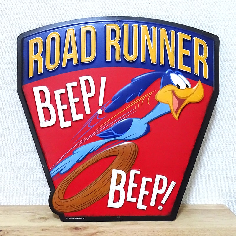 ブリキ看板 アンティーク ROAD RUNNER Beep アメリカン ビンテージ 壁掛け 珍しい プレート おしゃれ 壁飾り かわいい レッド 雑貨 大きい 可愛い インテリア サーファー カフェ