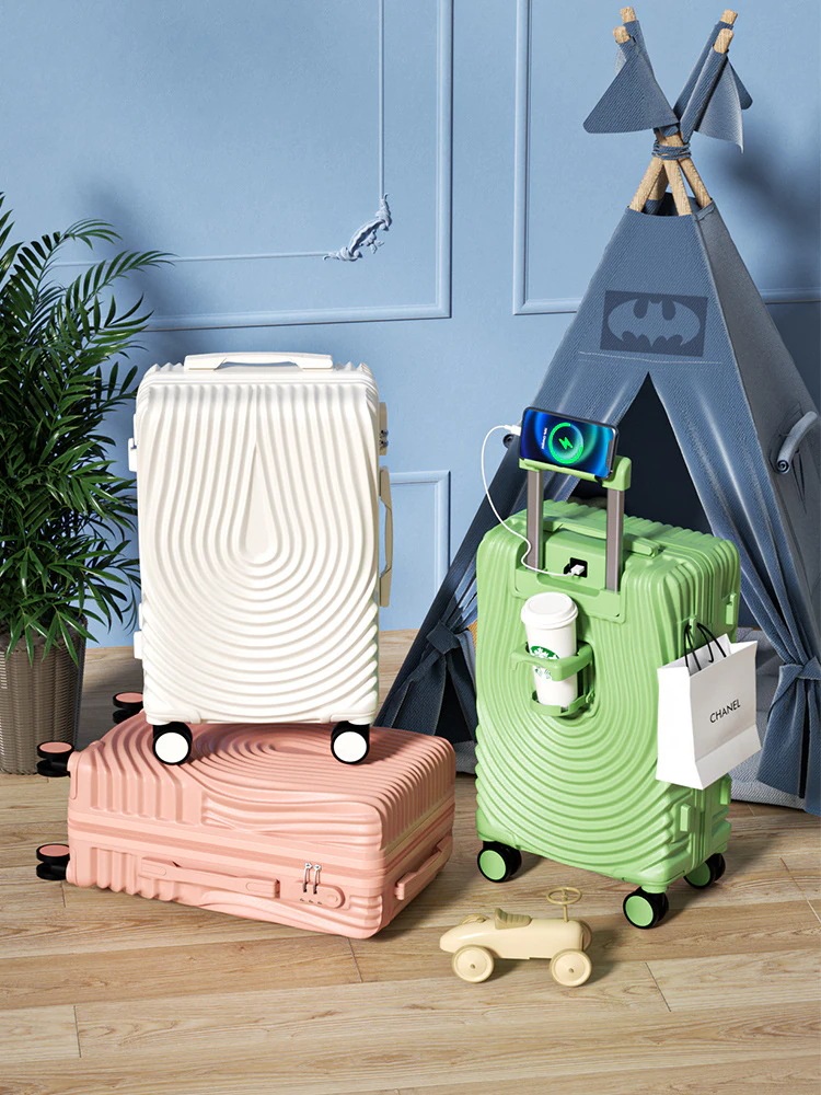 スーツケース 機内持ち込み キャリーケース 多機能カップホルダー付き USB充電可能キャリーケース スーツケース 機内持ち込み 軽量 360回転キャスタ 機内持ち込み 超軽量 多機能 可愛い 静音 大