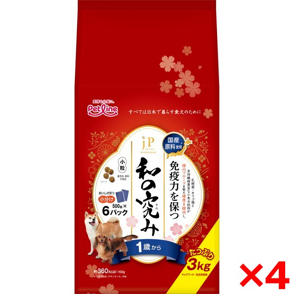 4個セット ペットライン JPスタイル和の究み 小粒 1歳から 3kg(500g×6)