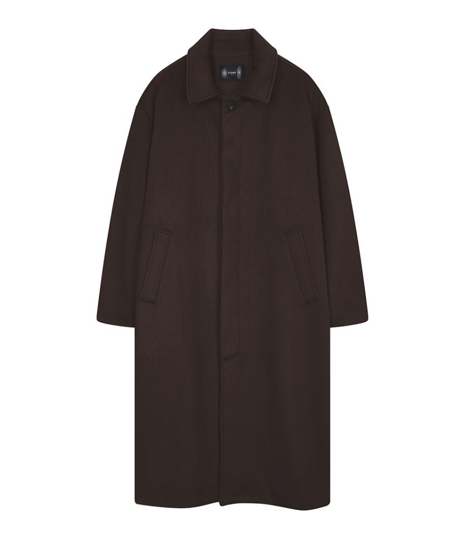 【FLAREUP】 OVERSIZED WOOL BALMACAAN LONG COAT : BROWN