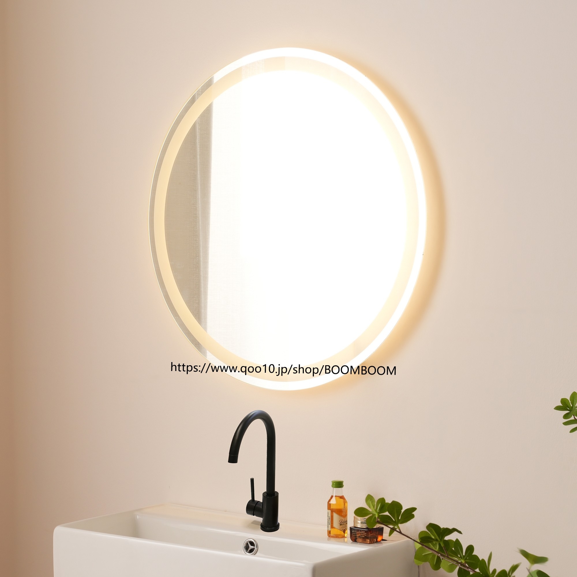LED浴室ミラー 丸型 60*60CM ウォールミラー 洗面ミラー 化粧鏡 壁掛け鏡 照明付き ドレッサー 洗面所 洗面台 省エネ 明るさ調整 曇り防止機能 照明付き 防水加工 飛散防止