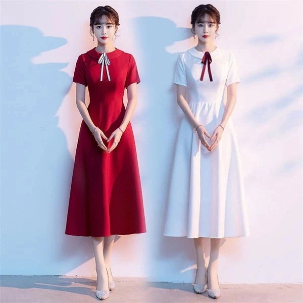 お买い得 ドレス 大人 ピアノ 発表会 演奏会用ドレス 演奏会 イブニングドレス 結婚式 母親 ピアノ発表会 中学生 パーティードレス 発表会ドレス ミモレ丈ドレス 赤 高校生 大きいサイズ コンクー