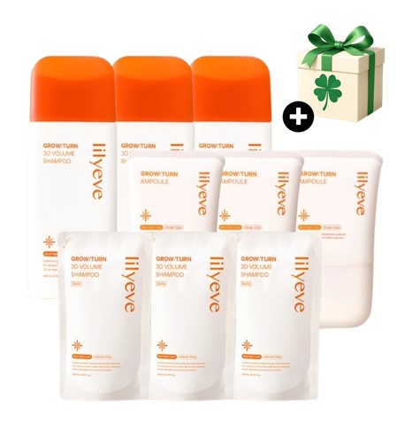 【関税込 NEW 3+3+3 大容量セット】グロウターン アンプル3本＋脱毛シャンプー3本＋シャンプー詰め替え用3個 エクソソーム 育毛 ヘアケア 頭皮ケア 脱毛ケアアンプル 脱毛ケア スカルプ