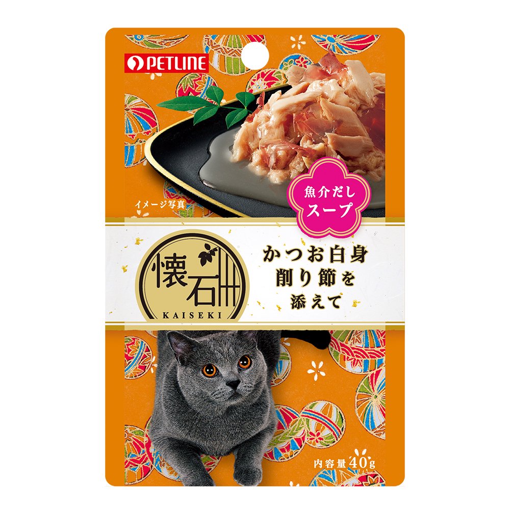 ペットライン　懐石　かつお白身　削り節を添えて　魚介だしスープ　４０ｇX７２袋　ＣＲＣ35―04―20―65―40