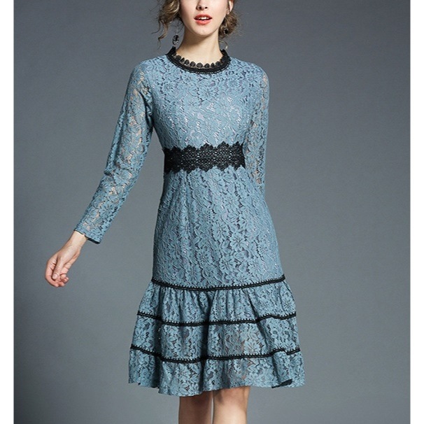 Qoo10 バイカラーフリルレースワンピース 結婚式 レディース服 Qoo10 バイカラーフリルレースワンピース 結婚式 レディース服