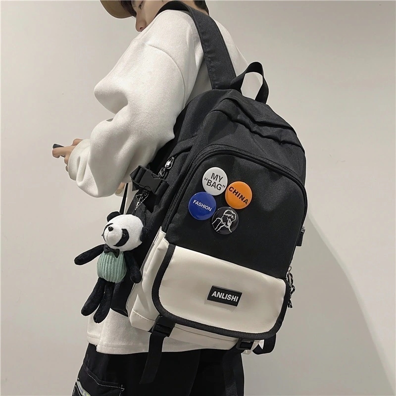 韓国大容量リュック通学高校生人気可愛いカジュアルレディースリュックサックメンズカップルズックバッグ黒PCケース 母の日 バックパック ショルダーバッグ