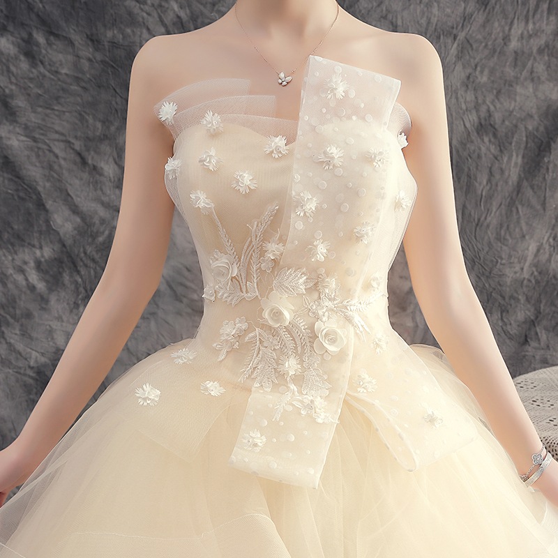 ストラップレス ウェディングドレス 2025 新作 花嫁 軽やか シン 星空 後続 大きいサイズ マタニティカバー 冬