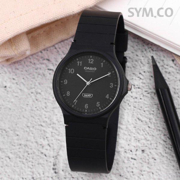 MQ-24B-1B 低騒音アナログ バイオレジン ポップ ブラック 大学修学能力試験 受験生 男女共用 ウレタン時計 d