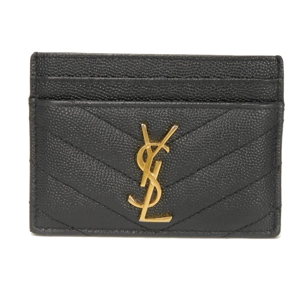 【中古】SAINT LAURENT PARIS カードケース グレインド プードル キルティング モノグラム カードホルダー YSL 423291 BOW01 1000