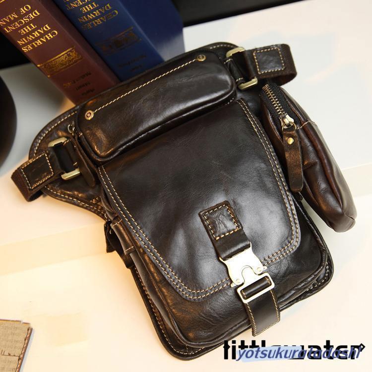 【急速出荷】メンズ　レッグポーチ レッグバッグ ボディバッグ 本革 オシャレ 多機能 コーディネート 鞄 バイク 自転車 登山 ポーチ 釣り サバゲー