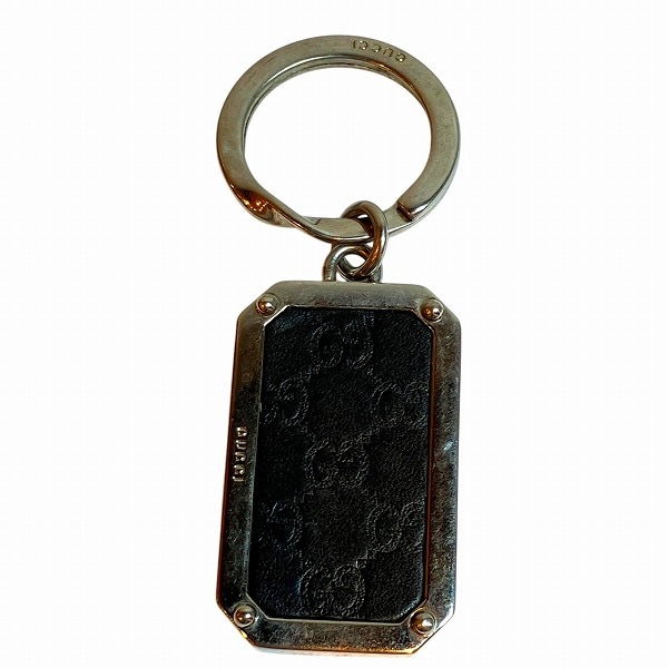 グッチ 199916 グッチシマ ブラック×シルバー キーホルダー メンズ【中古】