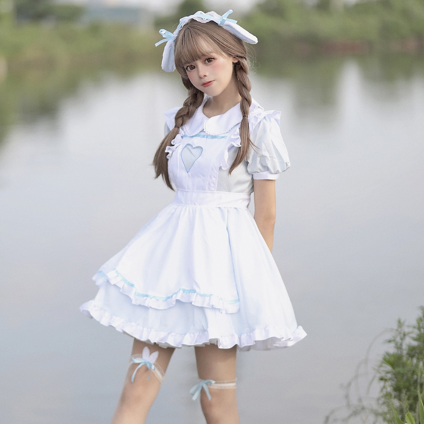 ロリータドレス 2024 春夏 新作 メイド服 ワンピース 5点セット 可愛らしい ワンピース