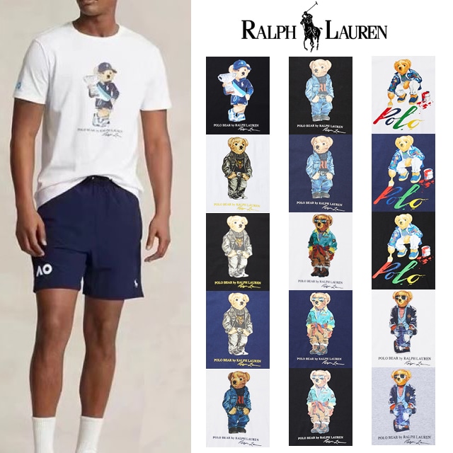 本物保証 メンズ コットン ポロベアー 限定プリント半袖 Tシャツ 4 カラー（ブラック / ヘザーグレー / ネイビー / ホワイト） 6 スタイル（ポロベアー） 5,872円