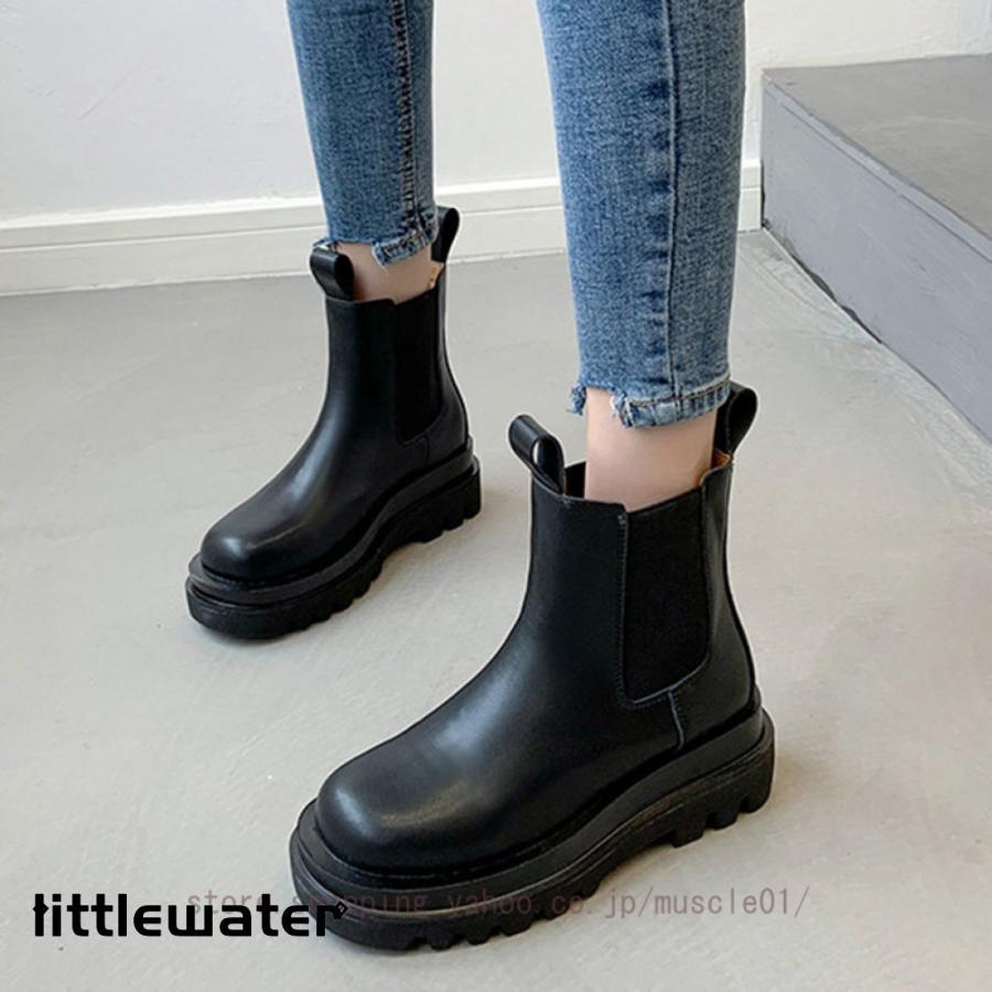 ブーツ レディース サイドゴア ハイカット 軽量 厚底 ショートブーツ 大きいサイズ 小さいサイズ ラウンドトゥ ストーム付き 美脚効果 サイドゴアブーツ