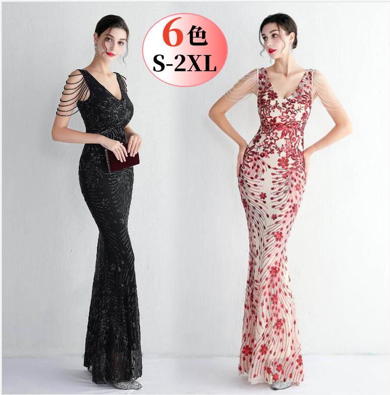 [ スパンコール衣装 タイト 大人 ミディアム ドレス ワンピース] パーティー 高級クラブ 大人 ワンピース ドレス 披露宴 二次会 キャバドレス ロングドレス タイトワンピース イブニングドレス