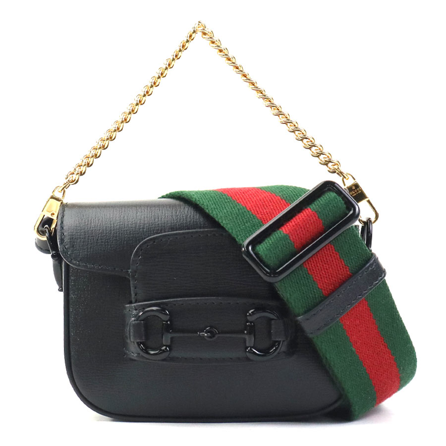 グッチ GUCCI ショルダーバッグ ホースビット レザー ブラック レディース 726853 56180a