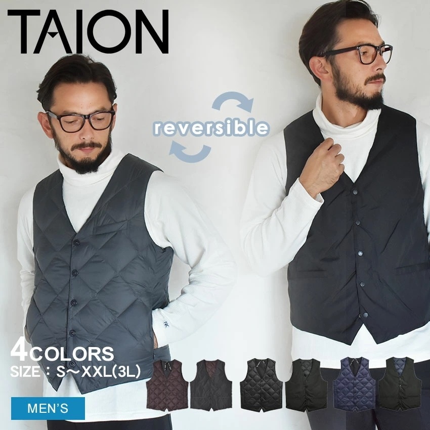シティ リバーシブル シングルボタン ダウンジレ R003CI メンズ インナーダウン ベスト 2WAY リバーシブル トップス カジュアル シンプル ビジネス