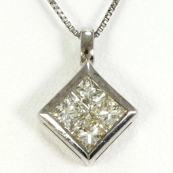 K18 18金 WG ネックレス イエローダイヤ 0.50 中古