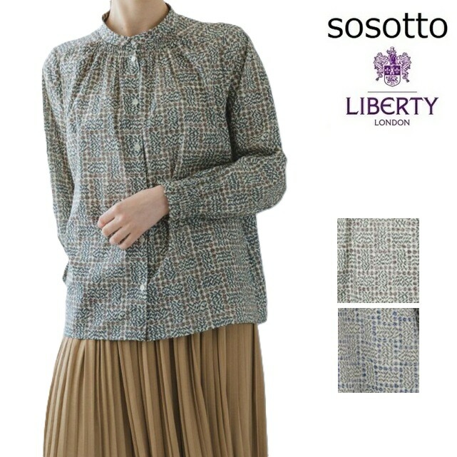 sosotto ソソット リバティ LIBERTYタナローンチビ丸衿ブラウス長袖 総柄 タナローンSleepingRose 25AW 秋