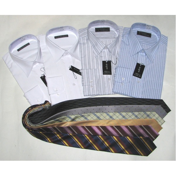 メンズビジネス10点福袋（ワイシャツ4枚＆ネクタイ6点） 1週間コーディネート Lサイズ 10点お得セット