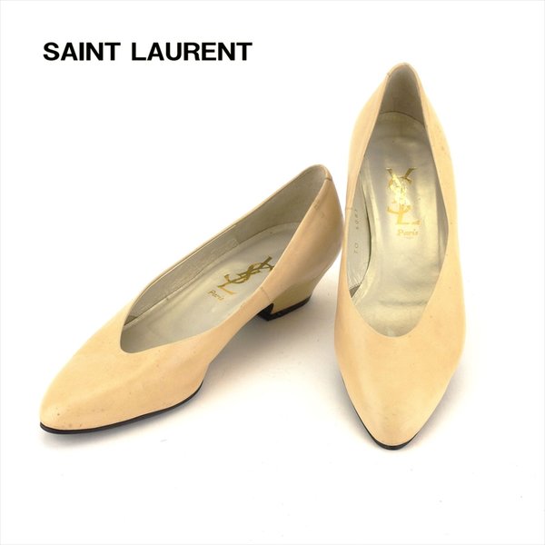 パンプス シューズ 靴 ポインテッドトゥ 36 ベージュ 中古