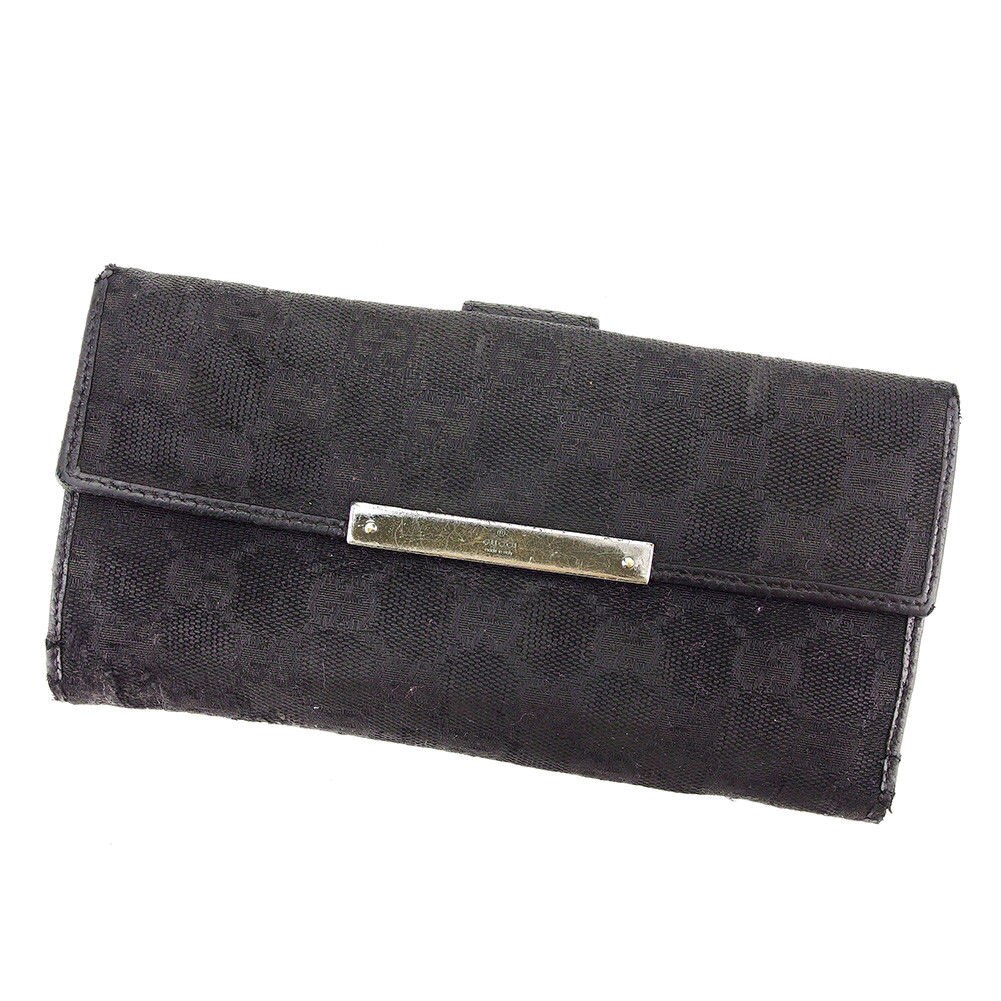 Wホック財布 長財布 財布 GG柄 ブラック 中古